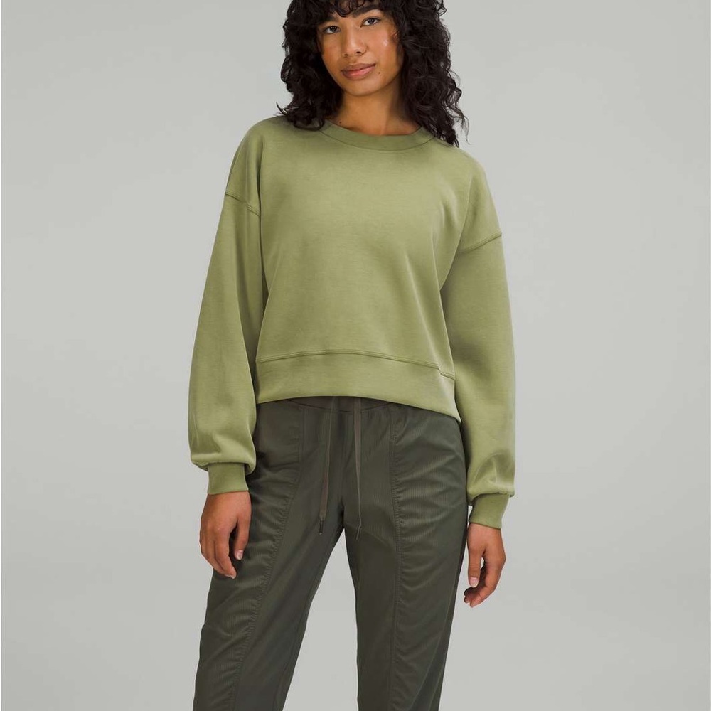 Lululemon Perfectly Oversized Cropped Crew *Softstreme Bronze Green